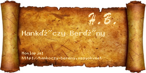 Hankóczy Berény névjegykártya